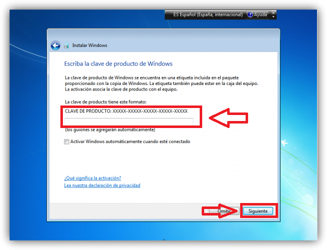 Paso 13 Insertar Clave de Instalación de Windows 7 (1)