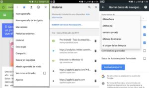 eliminar historial google android